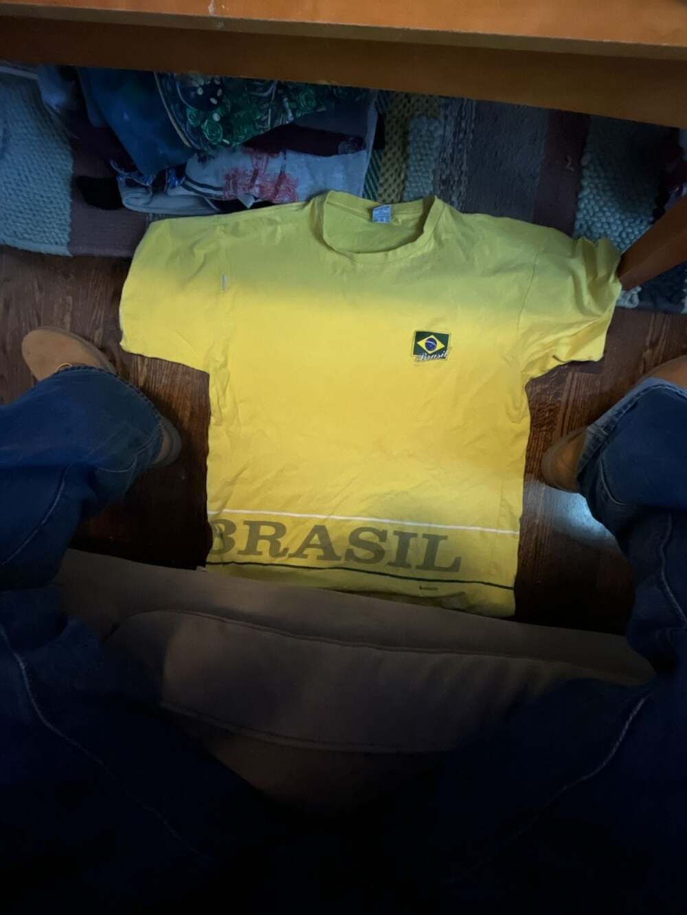 Braziline Vintage Yellow Brazil Brasil Graphic T-Shirt Size GG